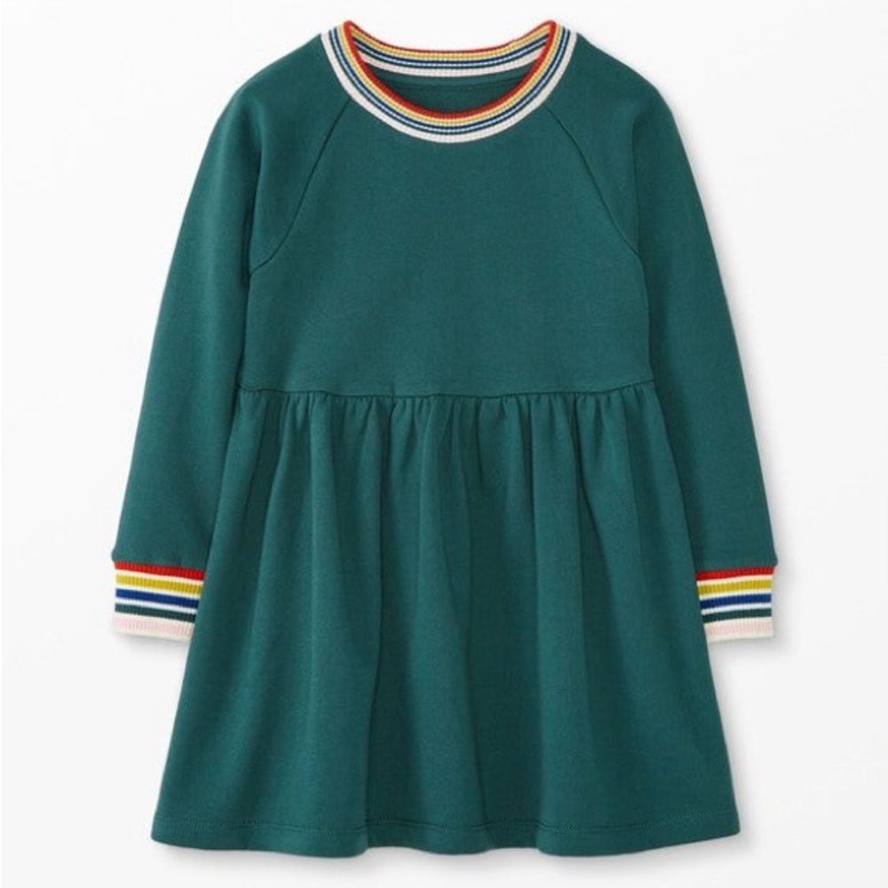 Hanna Andersson Rainbow Cuff Print Knit Dress In French Terry